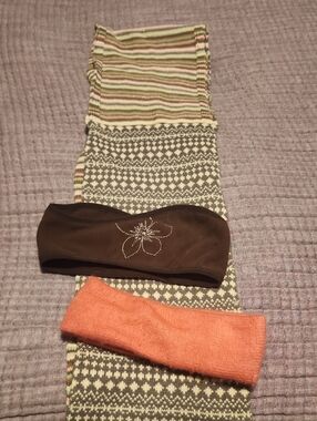 Mudd Multicolor Striped Knit Wraparound Scarf With Headband Set